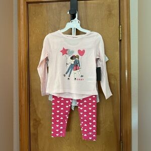 3 piece DKNY pink balloon heart girls long and short sleeve legging set